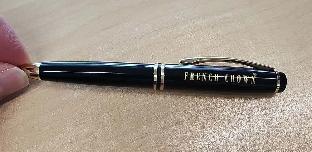 FRENCH CROWN Glossy Jade Black Steel Pen(P007) : Amazon.in: Office Products